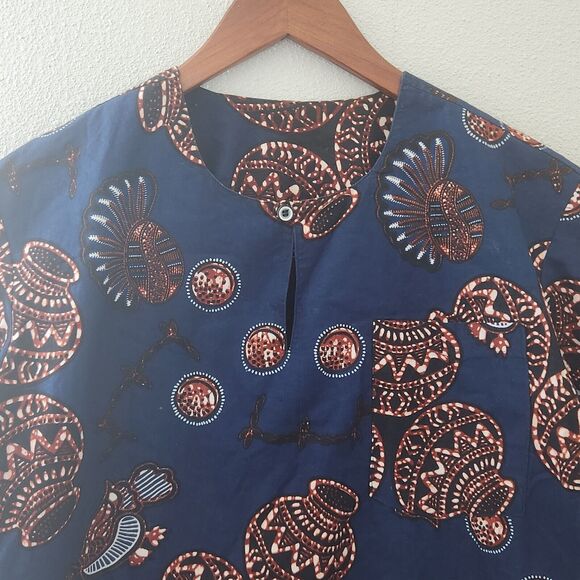 African Dashiki Shirt‎ Size Handmade in Kenya Men's Medium Cotton - Picture 3 of 4